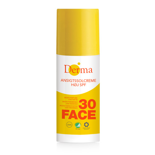 Køb Derma solcreme ansigt 30 høj beskyttelse - gode tilbud på Netspiren