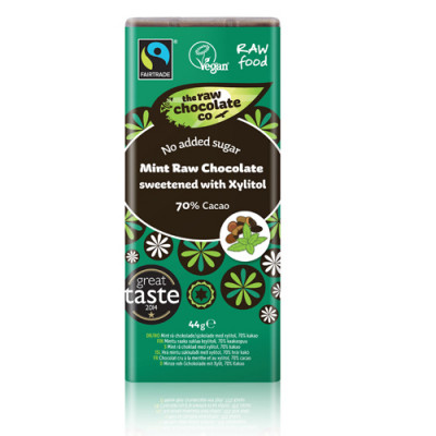Minted 70% Mørk rå chokolade m. Mint 44 gr.