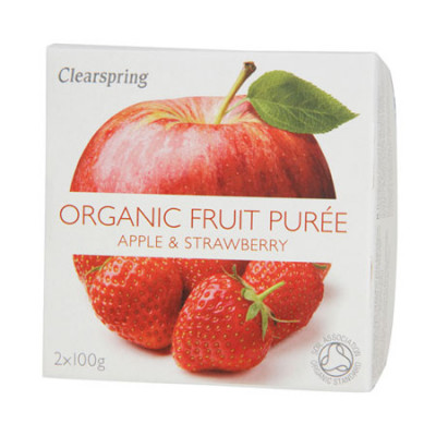Clearspring Organic FrugtpurÃ© Æble & Jordbær Ø (200 gr)