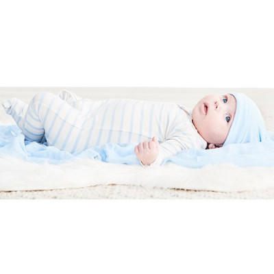 Sowco Baby Sparkedragt Stribet Hvid/Blå (0-3 mdr)