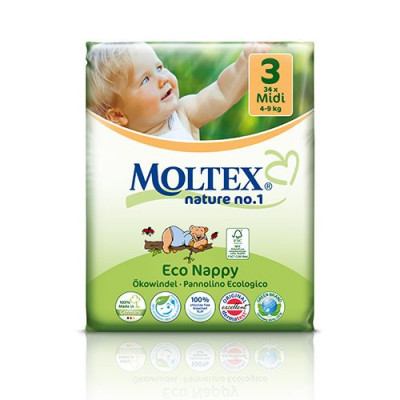 Moltex nr. 3 økologiske bleer 4-9 kg. - 42 stk.