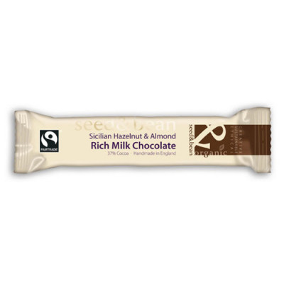 Seed&Bean Mælkechokolade 37% Hasselnød & Mandel Ø (32 gr)
