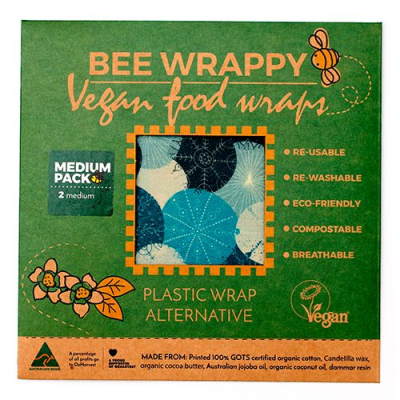 Bee Wrappy Vegan Food Wraps - 2 x medium
