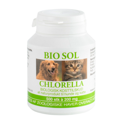 Bio Sol Chlorella, Kosttilskud Hund/Kat (500 tab)