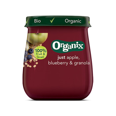 Organix Babymos æble, blåbær granola Ø fra 6 mdr. (120 g)