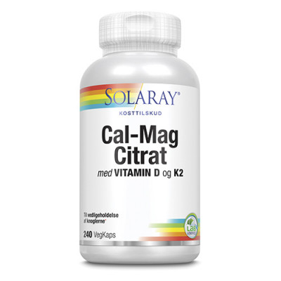 Solaray Cal-Mag 1:1 med vitamin D og K2 (270 kapsler)