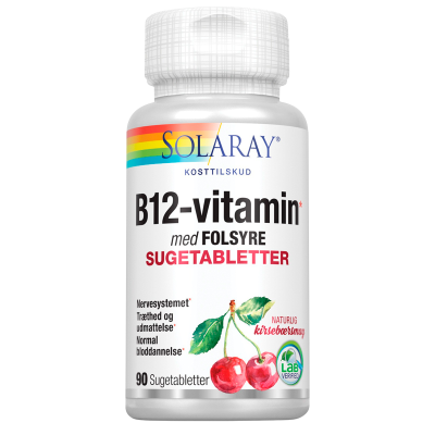 Solaray B-12 vitamin med folsyre (90 tabletter)