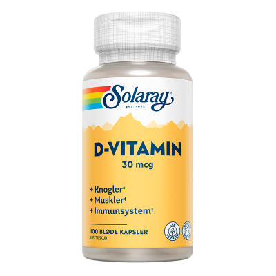 Solaray D-vitamin 30 mcg (100 kapsler)