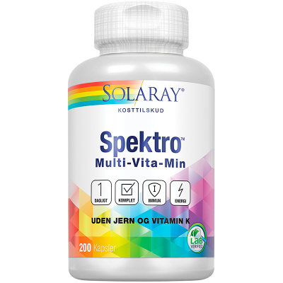 Solaray Spektro Multi-Vita-Min uden Jern og vitamin K (200 kapsler)