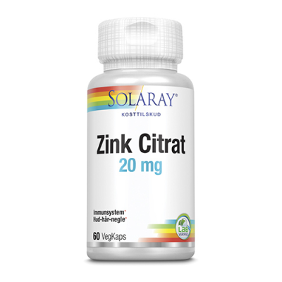 Solaray Zink Citrat 20 mg (60 kapsler)