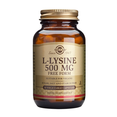 L-Lysin aminosyrer 500 mg. fra Solgar - 50 kapsler