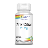 Zink Citrat 20 mg Solaray - 60 kapsler