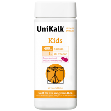 UniKalk Kids Jordbær/Hindbær (90 tyggetabletter)
