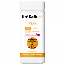 UniKalk Kids med Jordbær/Hindbær (90 tyggetabletter)